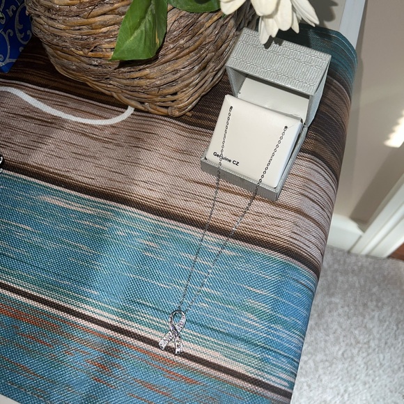 Breast Cancer Pink Ribbon 🎗 Silver Necklace Genuine CZ - Picture 6 of 7